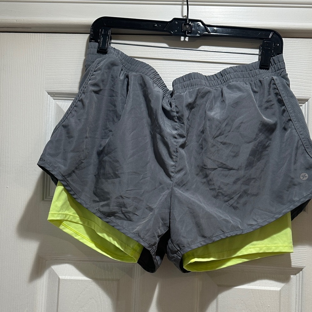 RBX Charcoal Athletic Shorts with Neon Lime Liner